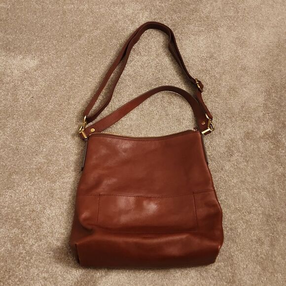 Fossil Brown Leather Bag w/ Shoulder Strap & Crossbody Strap - Picture 1 of 12